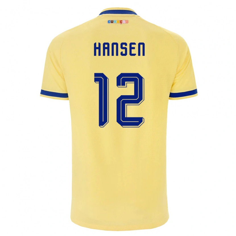 Danxen Niño Camiseta Curazao Sontje Hansen #12 Amarillo Marino Rosa 2ª Equipación 26-28 La Camisa México