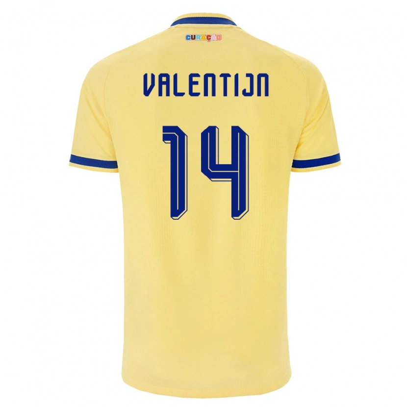 Danxen Niño Camiseta Curazao Jurvain Valentijn #14 Amarillo Marino Rosa 2ª Equipación 26-28 La Camisa México