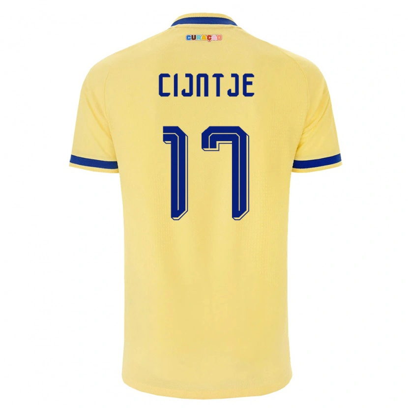 Danxen Niño Camiseta Curazao Jayden Cijntje #17 Amarillo Marino Rosa 2ª Equipación 26-28 La Camisa México