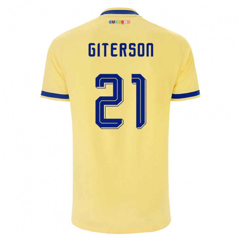 Danxen Niño Camiseta Curazao Jurvensly Giterson #21 Amarillo Marino Rosa 2ª Equipación 26-28 La Camisa México