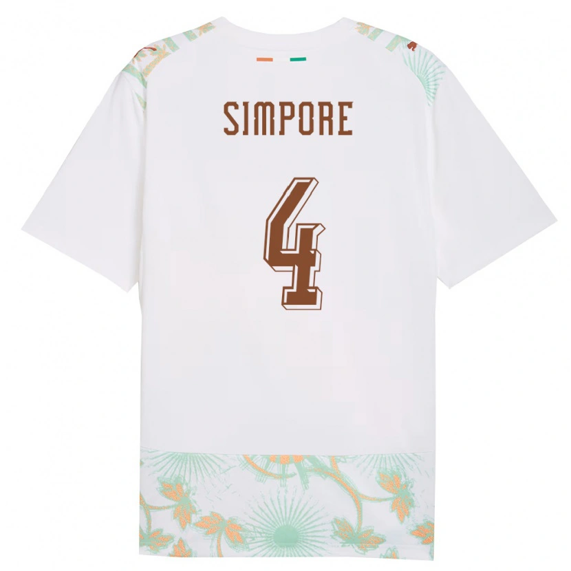 Danxen Niño Camiseta Costa De Marfil Eric Simpore #4 Blanco Naranja Verde 2ª Equipación 26-28 La Camisa México