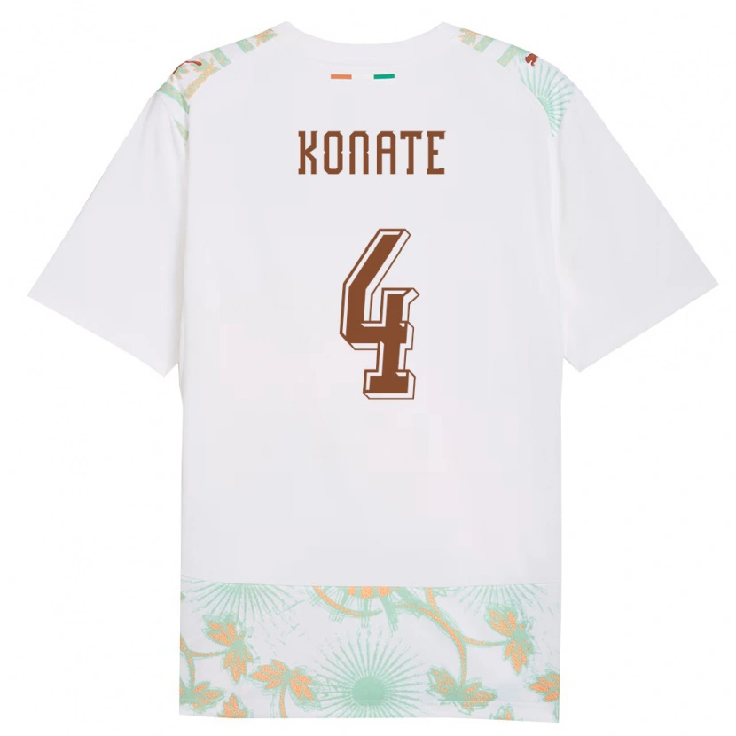 Danxen Niño Camiseta Costa De Marfil Samba Konate #4 Blanco Naranja Verde 2ª Equipación 26-28 La Camisa México
