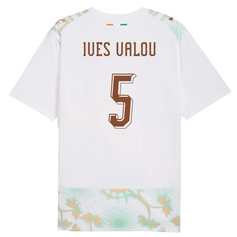 Danxen Niño Camiseta Costa De Marfil Jean Ives Valou #5 Blanco Naranja Verde 2ª Equipación 26-28 La Camisa México