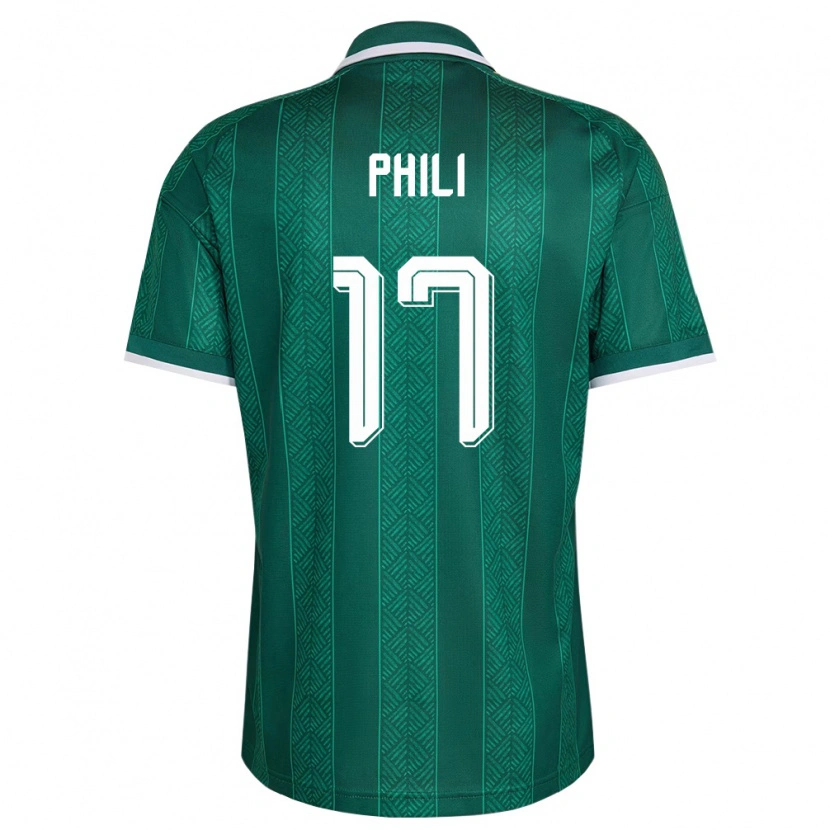 Danxen Niño Camiseta Sudáfrica Langelihle Phili #17 Verde Blanco Oro 2ª Equipación 26-28 La Camisa México