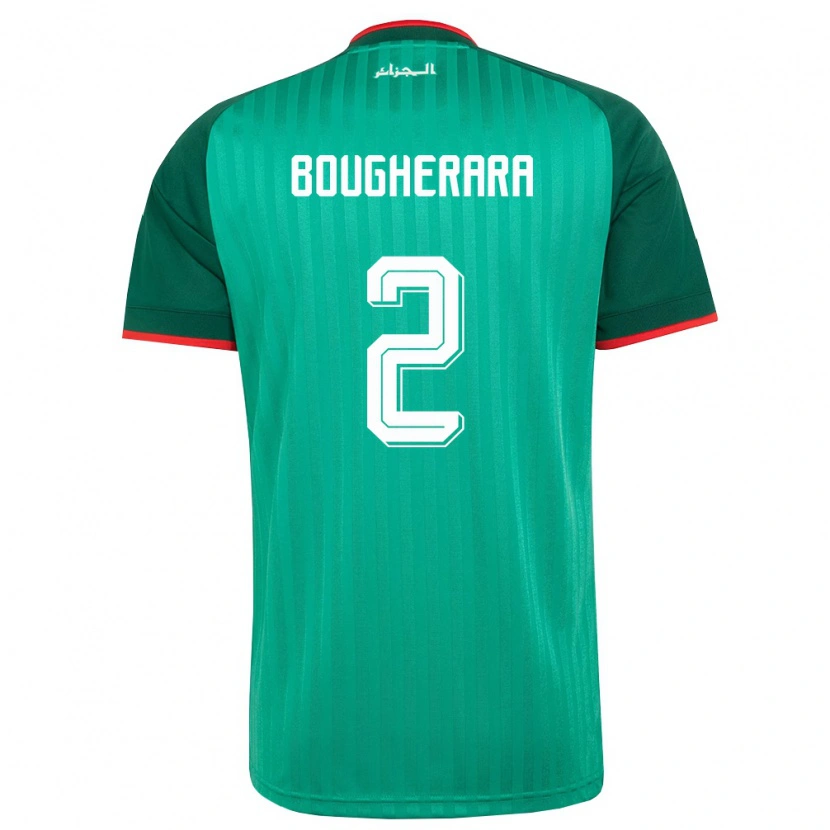 Danxen Niño Camiseta Argelia Abdelhafid Bougherara #2 Verde Rojo Blanco 2ª Equipación 26-28 La Camisa México