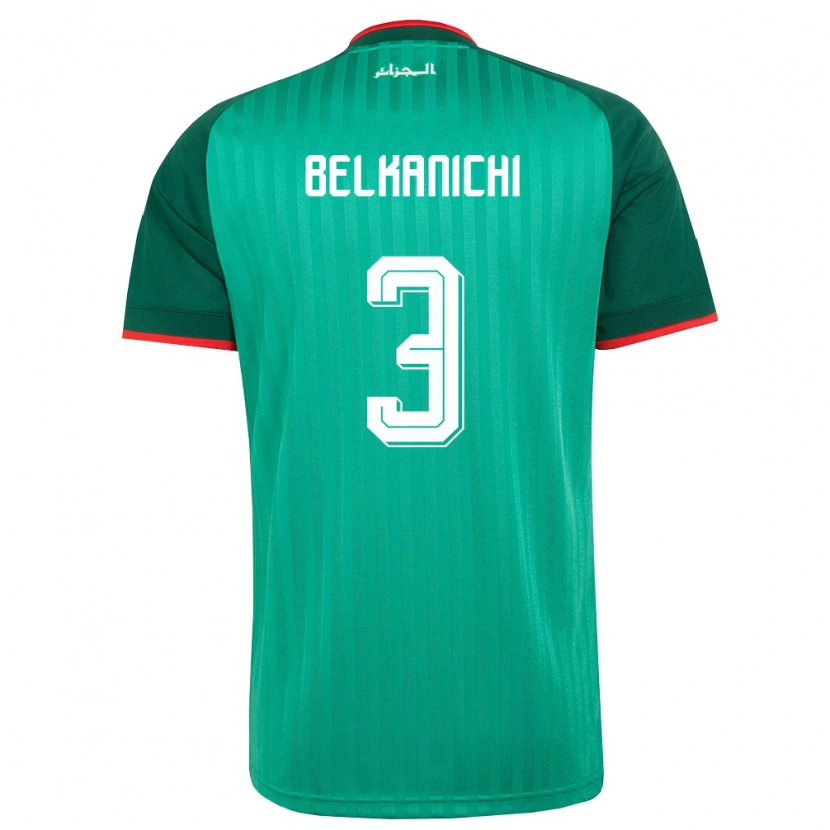 Danxen Niño Camiseta Argelia Anas Belkanichi #3 Verde Rojo Blanco 2ª Equipación 26-28 La Camisa México