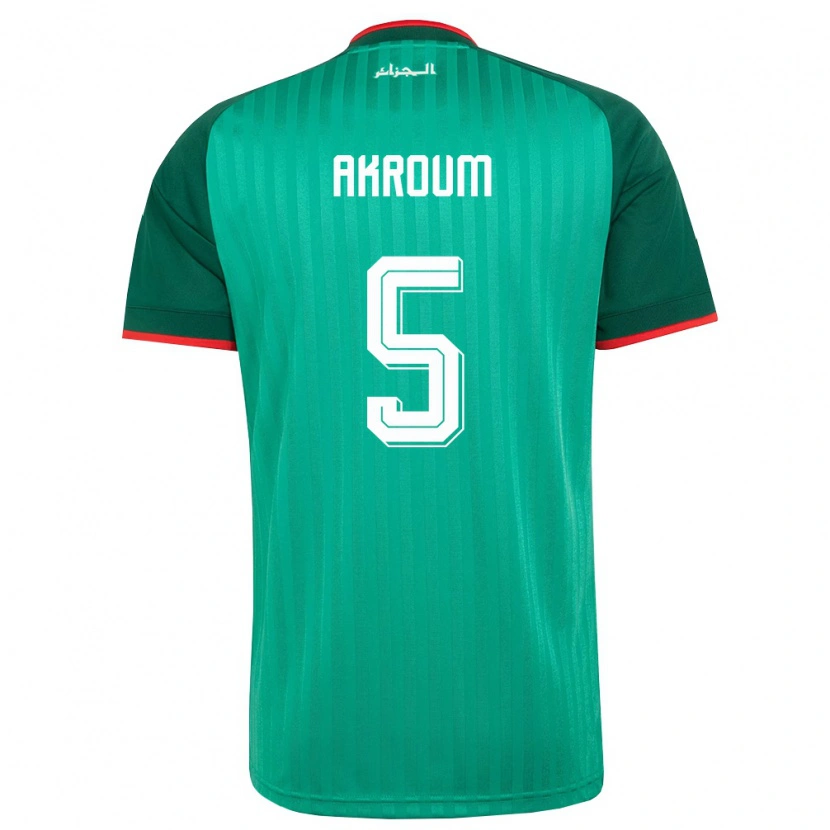 Danxen Niño Camiseta Argelia Youcef Akroum #5 Verde Rojo Blanco 2ª Equipación 26-28 La Camisa México