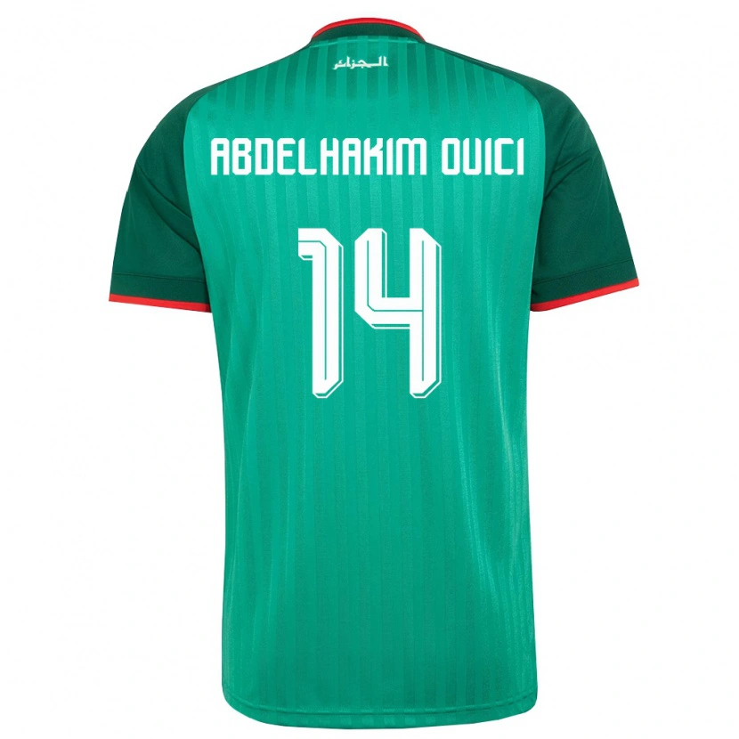 Danxen Niño Camiseta Argelia Hamza Abdelhakim Ouici #14 Verde Rojo Blanco 2ª Equipación 26-28 La Camisa México
