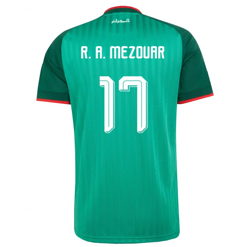 Danxen Niño Camiseta Argelia Reda Abdelhamid Mezouar #17 Verde Rojo Blanco 2ª Equipación 26-28 La Camisa México