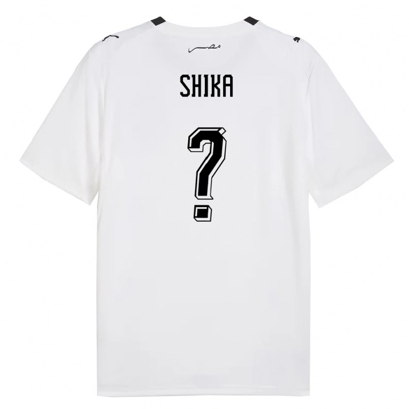 Danxen Niño Camiseta Egipto Youssef Shika #0 Blanco Gris Negro 2ª Equipación 26-28 La Camisa México