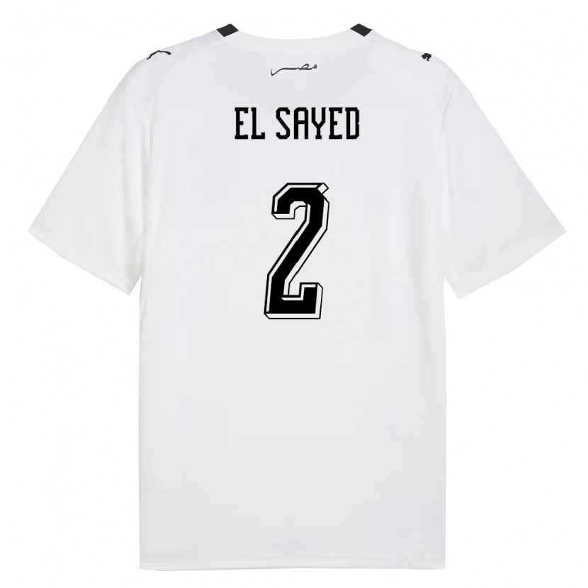 Danxen Niño Camiseta Egipto Mohamed El Sayed #2 Blanco Gris Negro 2ª Equipación 26-28 La Camisa México