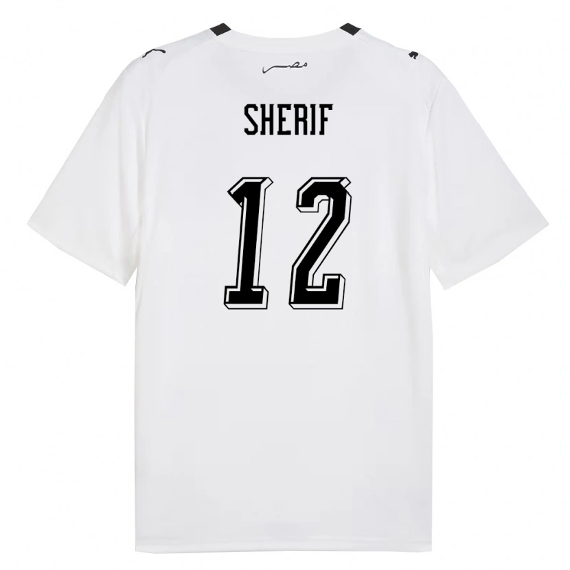 Danxen Niño Camiseta Egipto Moamen Sherif #12 Blanco Gris Negro 2ª Equipación 26-28 La Camisa México