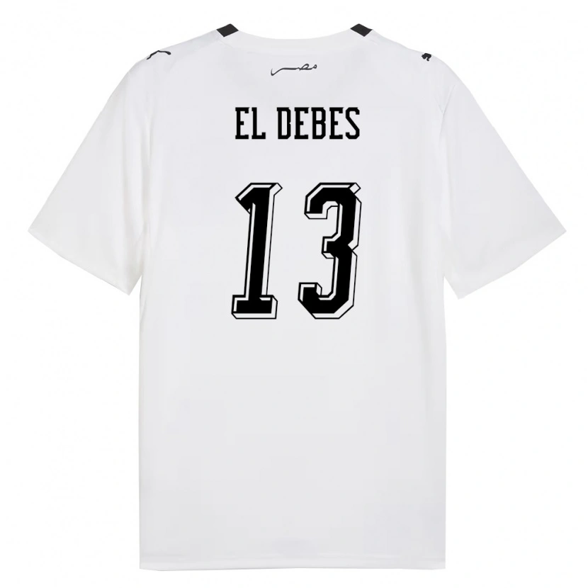 Danxen Niño Camiseta Egipto Karim El Debes #13 Blanco Gris Negro 2ª Equipación 26-28 La Camisa México