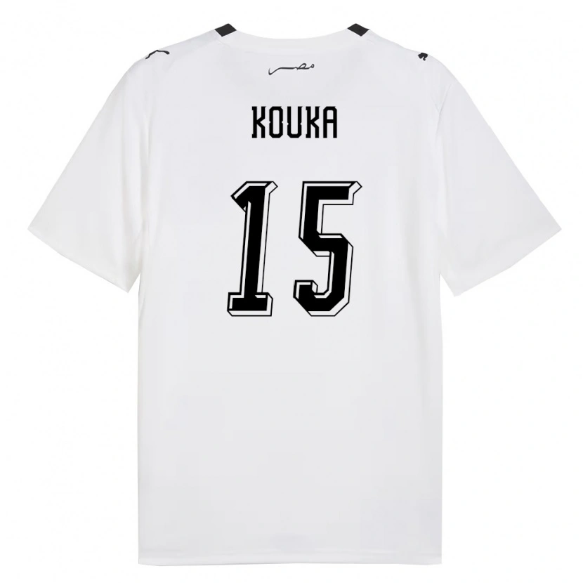 Danxen Niño Camiseta Egipto Ahmed Kouka #15 Blanco Gris Negro 2ª Equipación 26-28 La Camisa México