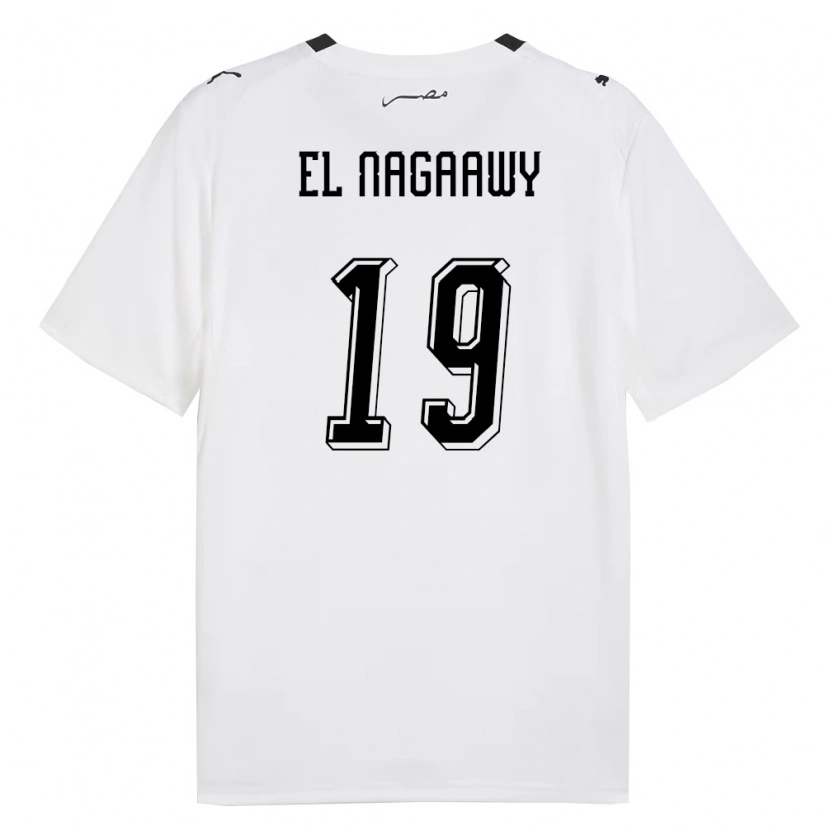 Danxen Niño Camiseta Egipto Ibrahim El Nagaawy #19 Blanco Gris Negro 2ª Equipación 26-28 La Camisa México