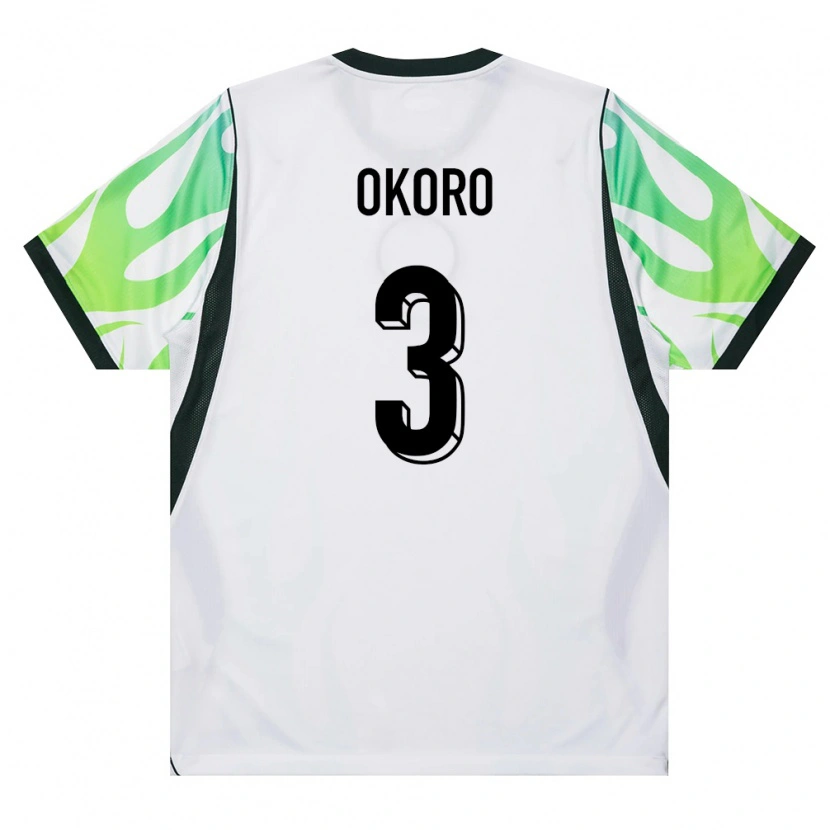 Danxen Niño Camiseta Nigeria Odinaka Okoro #3 Blanco Verde 2ª Equipación 26-28 La Camisa México