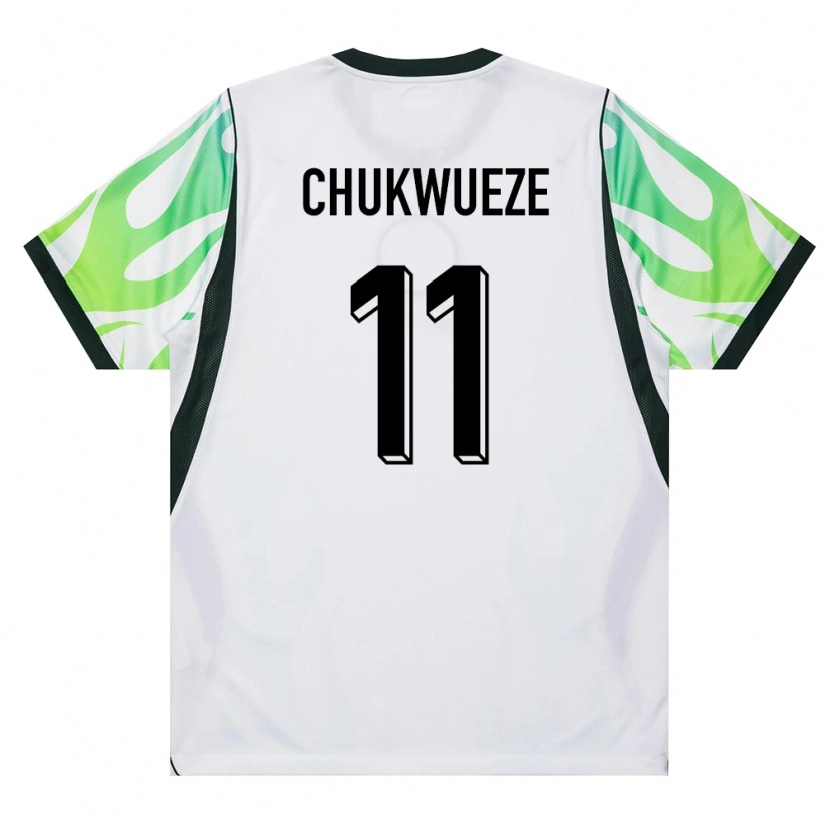 Danxen Niño Camiseta Nigeria Samuel Chukwueze #11 Blanco Verde 2ª Equipación 26-28 La Camisa México