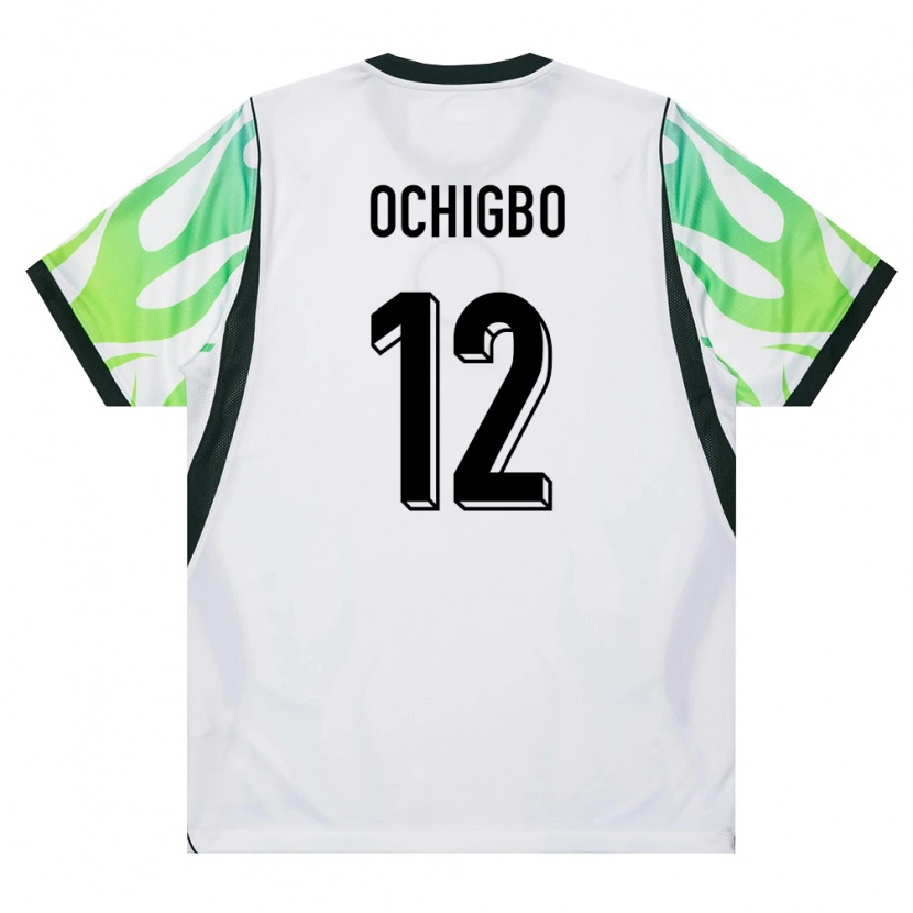 Danxen Niño Camiseta Nigeria Edward Ochigbo #12 Blanco Verde 2ª Equipación 26-28 La Camisa México