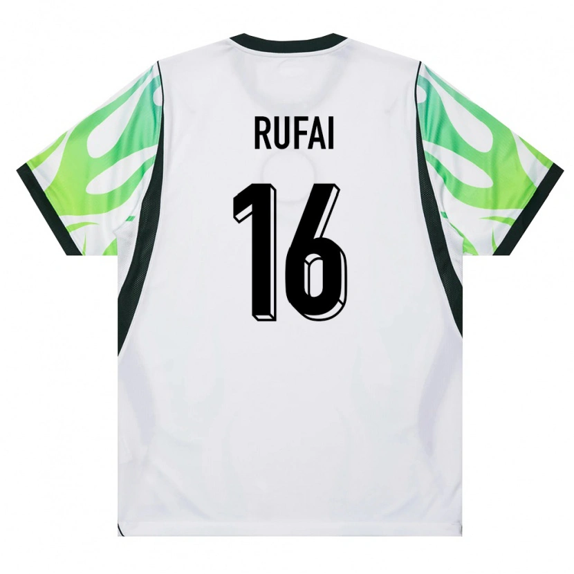 Danxen Niño Camiseta Nigeria Abubakar Rufai #16 Blanco Verde 2ª Equipación 26-28 La Camisa México