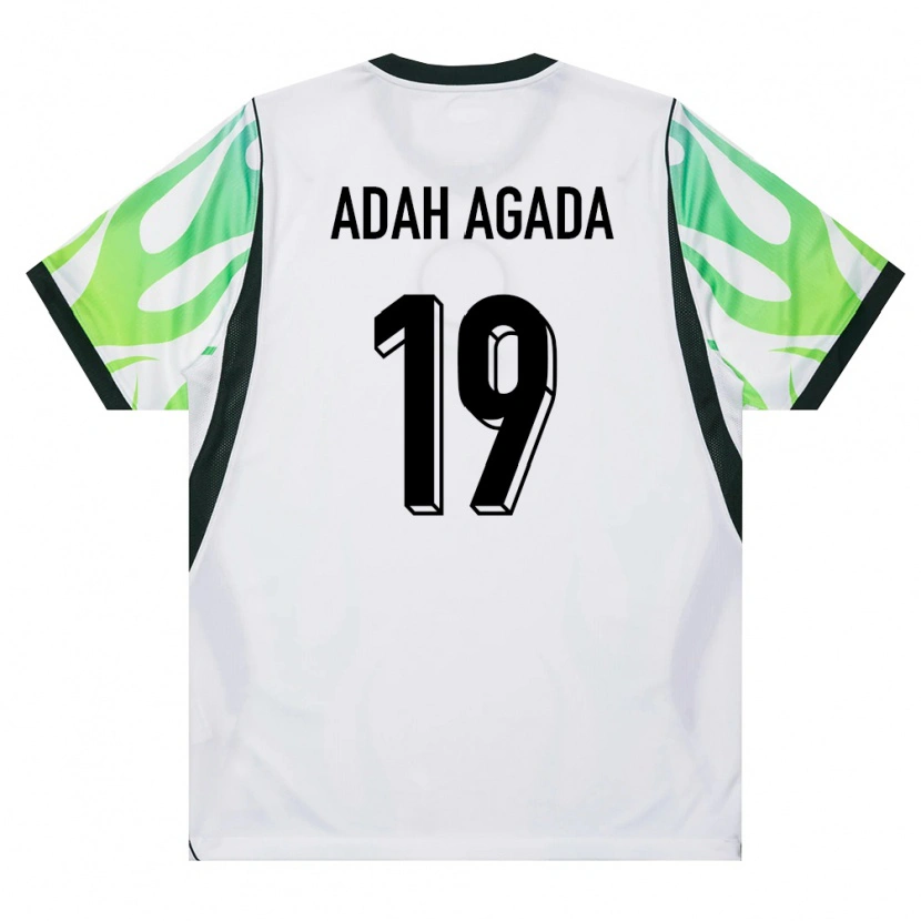Danxen Niño Camiseta Nigeria Charles Adah Agada #19 Blanco Verde 2ª Equipación 26-28 La Camisa México