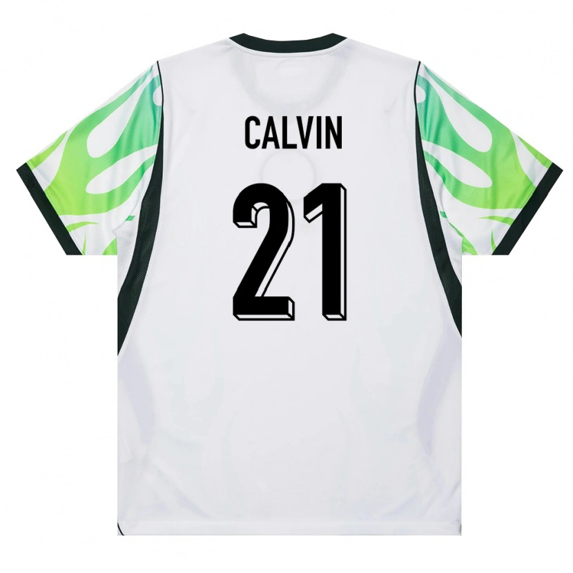 Danxen Niño Camiseta Nigeria Calvin Bassey #21 Blanco Verde 2ª Equipación 26-28 La Camisa México