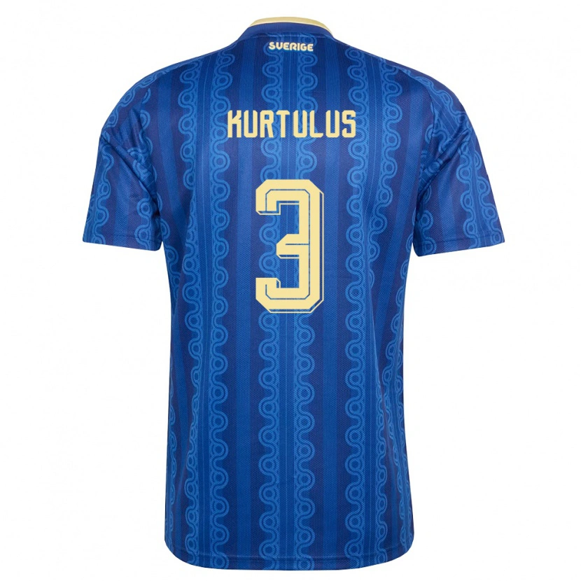 Danxen Niño Camiseta Suecia Bleon Kurtulus #3 Azul Amarillo Marino 2ª Equipación 26-28 La Camisa México