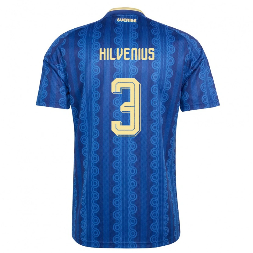 Danxen Niño Camiseta Suecia Harry Hilvenius #3 Azul Amarillo Marino 2ª Equipación 26-28 La Camisa México