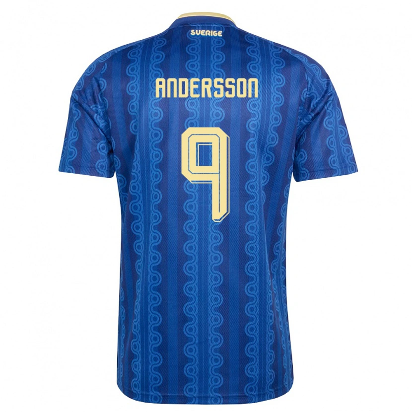 Danxen Niño Camiseta Suecia Åke Andersson #9 Azul Amarillo Marino 2ª Equipación 26-28 La Camisa México