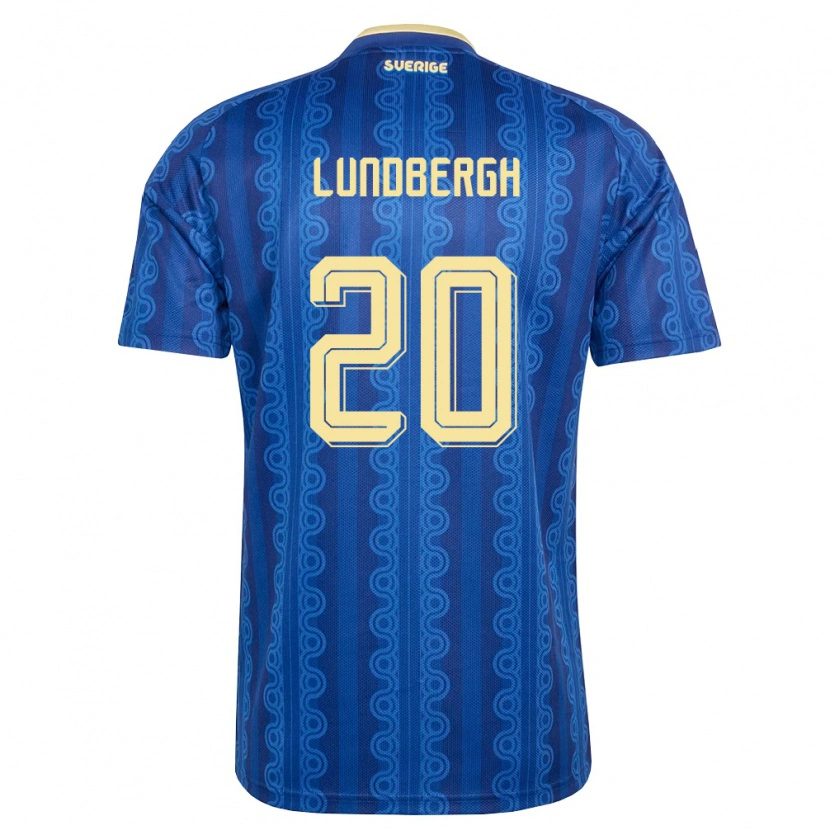 Danxen Niño Camiseta Suecia Theodor Lundbergh #20 Azul Amarillo Marino 2ª Equipación 26-28 La Camisa México