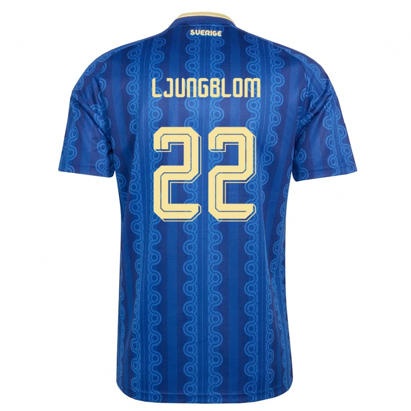 Danxen Niño Camiseta Suecia Noah Ljungblom #22 Azul Amarillo Marino 2ª Equipación 26-28 La Camisa México