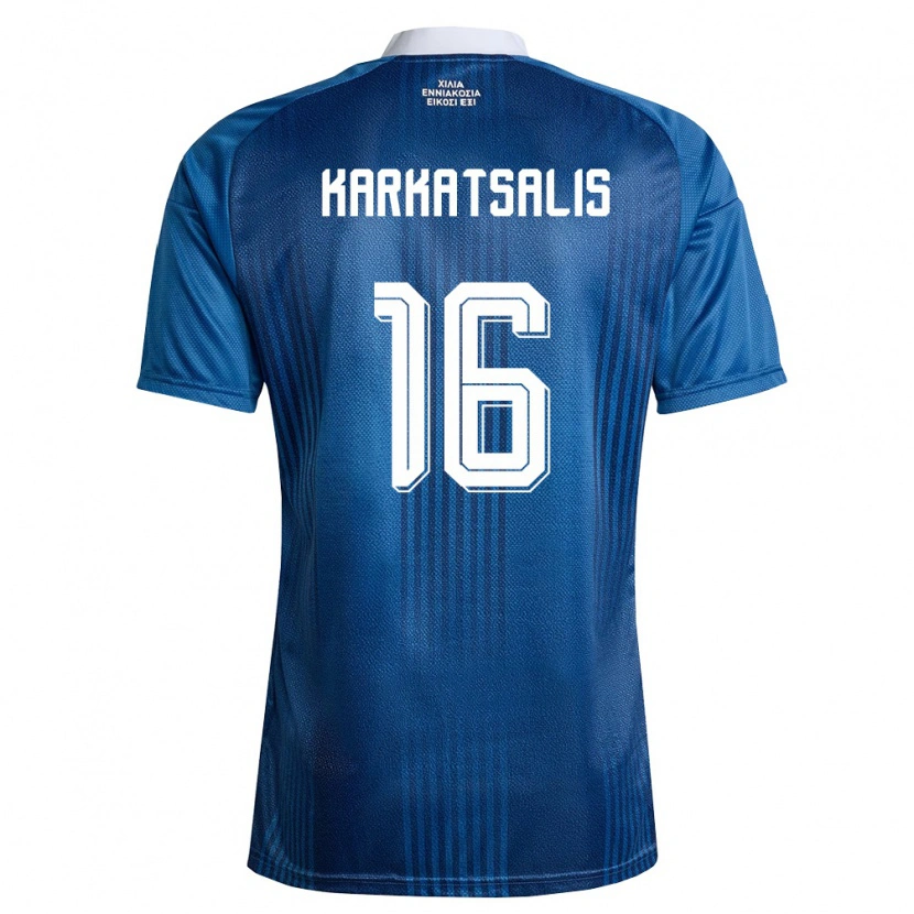 Danxen Niño Camiseta Grecia Vasilios Karkatsalis #16 Marino Azul Blanco 2ª Equipación 26-28 La Camisa México