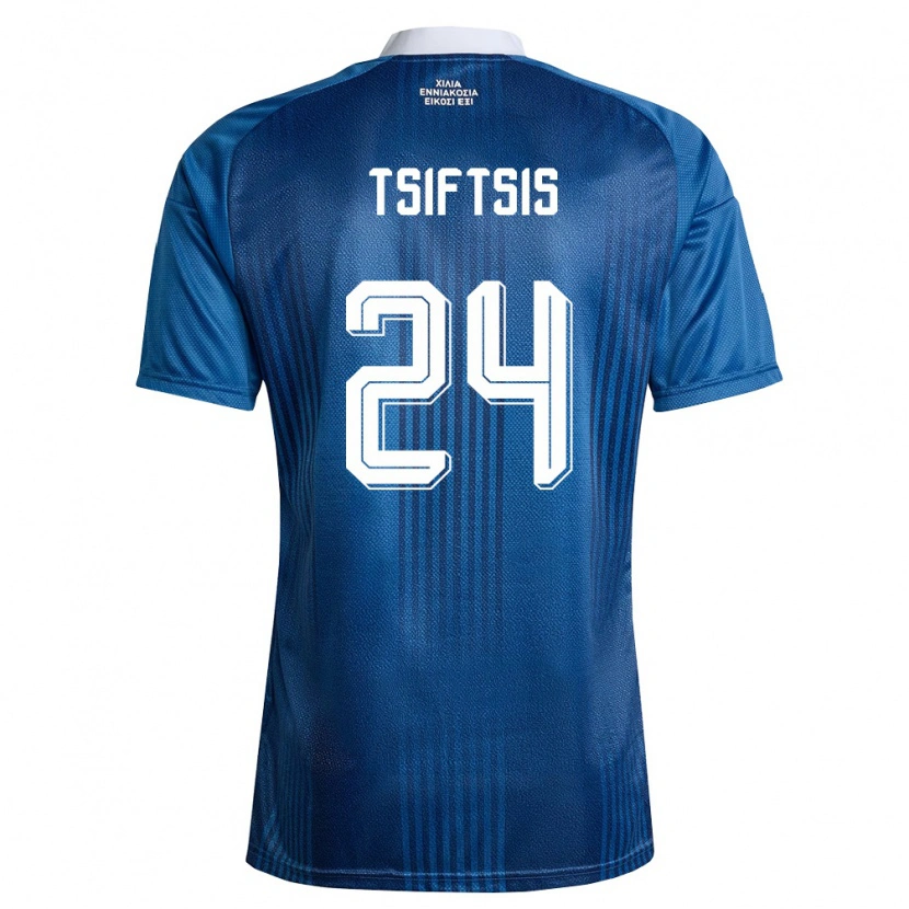 Danxen Niño Camiseta Grecia Antonis Tsiftsis #24 Marino Azul Blanco 2ª Equipación 26-28 La Camisa México