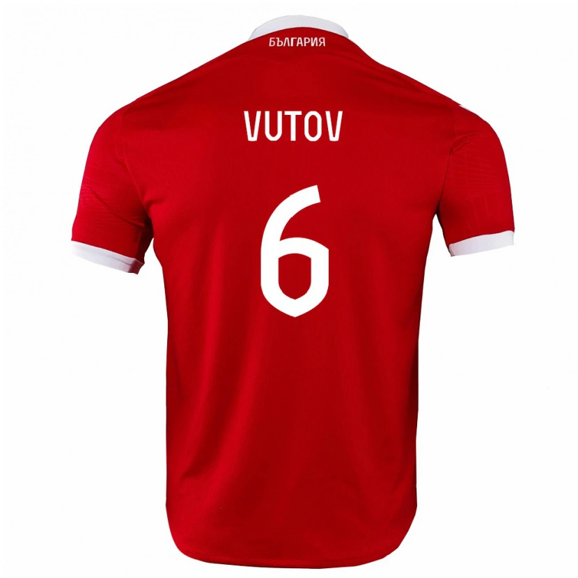 Danxen Niño Camiseta Bulgaria Aleksandar Vutov #6 Rojo Blanco 2ª Equipación 26-28 La Camisa México