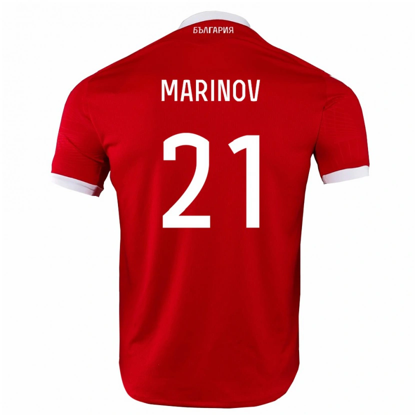 Danxen Niño Camiseta Bulgaria Aleksandar Marinov #21 Rojo Blanco 2ª Equipación 26-28 La Camisa México