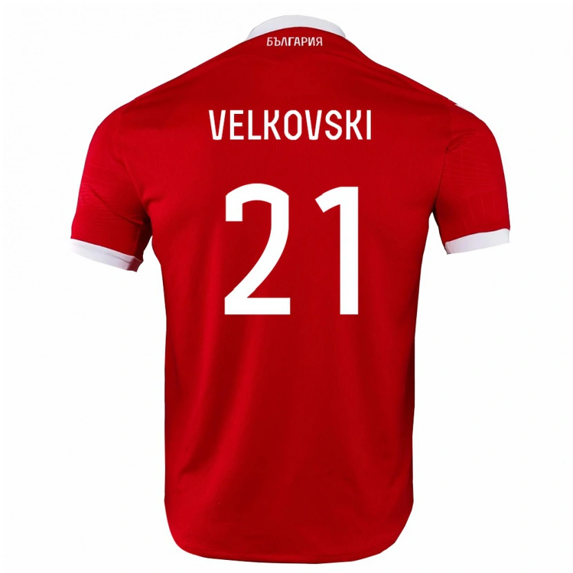 Danxen Niño Camiseta Bulgaria Dimitar Velkovski #21 Rojo Blanco 2ª Equipación 26-28 La Camisa México