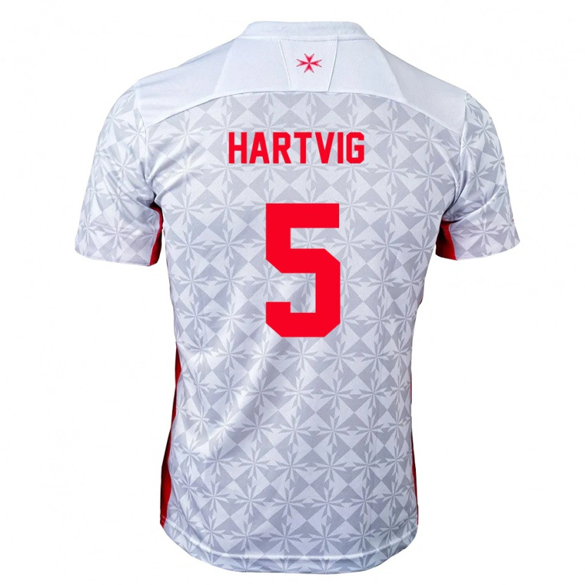 Danxen Niño Camiseta Malta Zachary Hartvig #5 Gris Blanco Rojo 2ª Equipación 26-28 La Camisa México