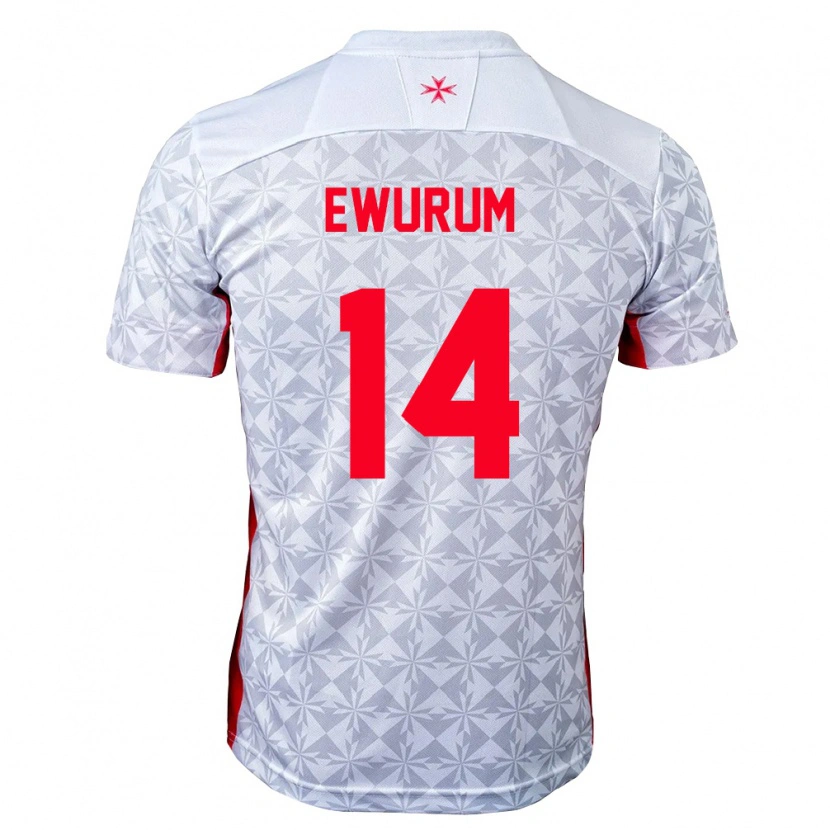 Danxen Niño Camiseta Malta Keyon Ewurum #14 Gris Blanco Rojo 2ª Equipación 26-28 La Camisa México
