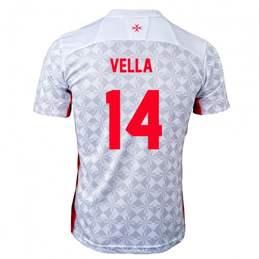 Danxen Niño Camiseta Malta Andreas Vella #14 Gris Blanco Rojo 2ª Equipación 26-28 La Camisa México