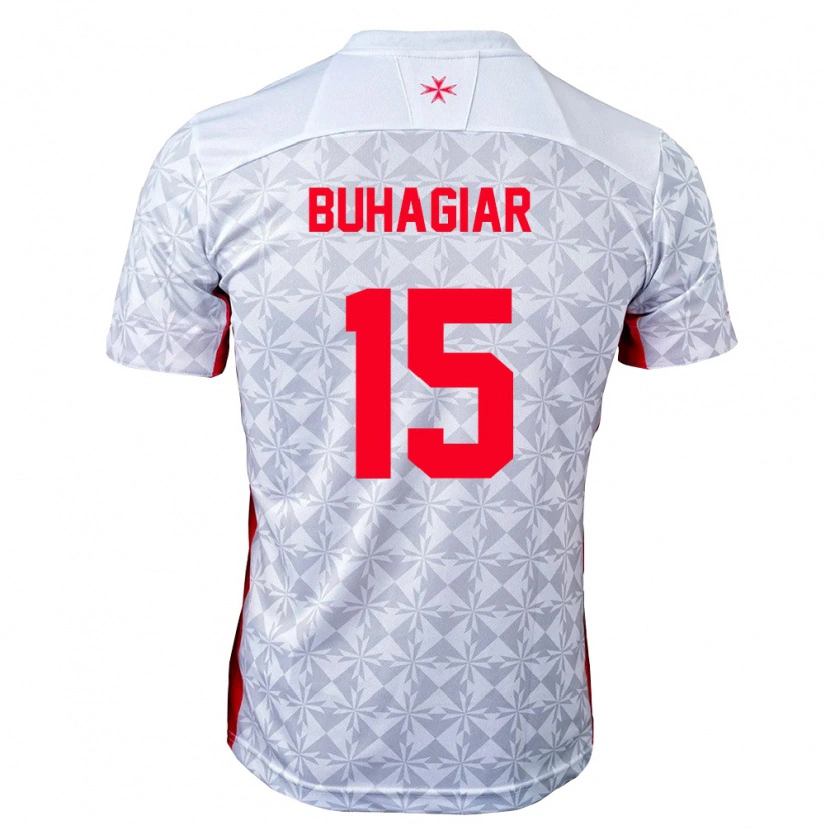 Danxen Niño Camiseta Malta Bjorn Buhagiar #15 Gris Blanco Rojo 2ª Equipación 26-28 La Camisa México