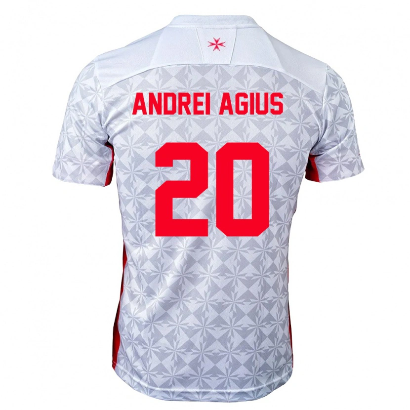 Danxen Niño Camiseta Malta Andrei Agius #20 Gris Blanco Rojo 2ª Equipación 26-28 La Camisa México