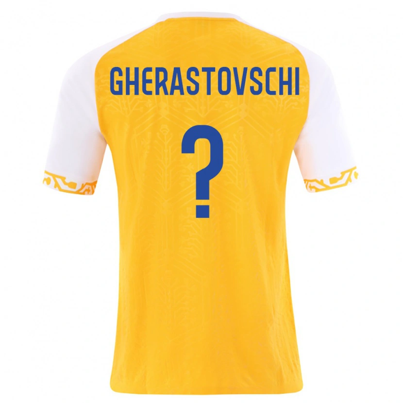 Danxen Niño Camiseta Moldavia Gherman Gherastovschi #0 Amarillo Blanco 2ª Equipación 26-28 La Camisa México