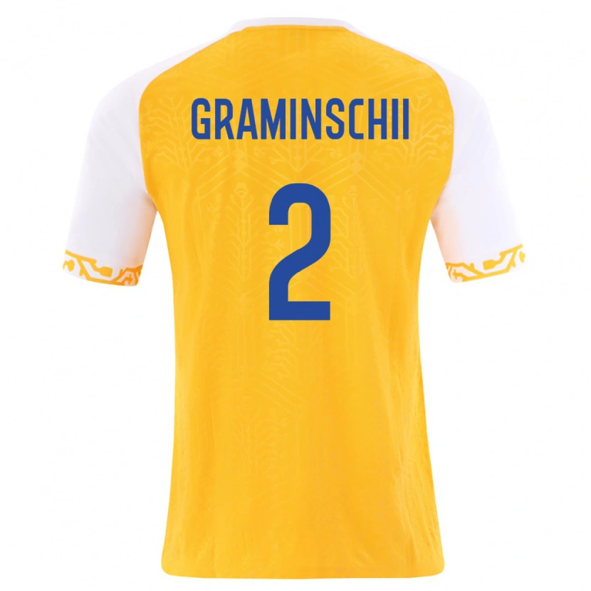 Danxen Niño Camiseta Moldavia Ivan Graminschii #2 Amarillo Blanco 2ª Equipación 26-28 La Camisa México