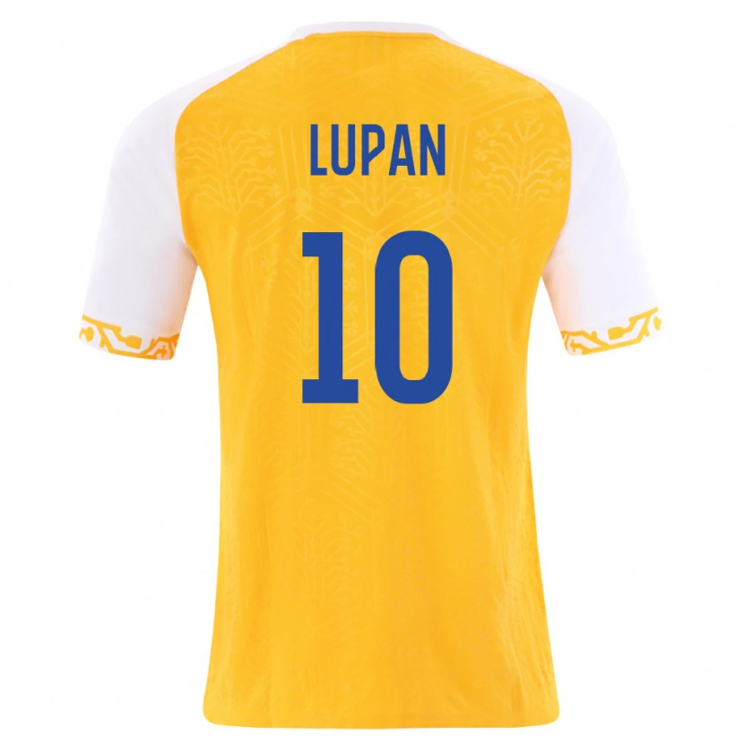 Danxen Niño Camiseta Moldavia Mihai Lupan #10 Amarillo Blanco 2ª Equipación 26-28 La Camisa México