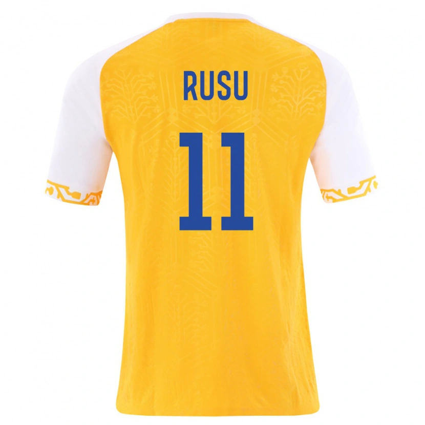 Danxen Niño Camiseta Moldavia Timofei Rusu #11 Amarillo Blanco 2ª Equipación 26-28 La Camisa México