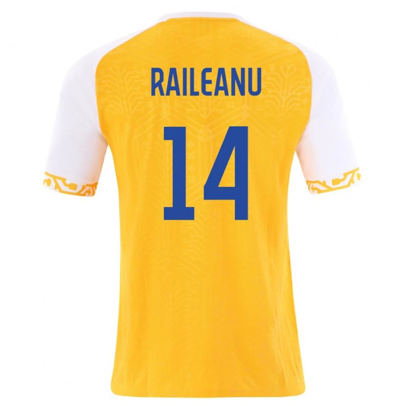 Danxen Niño Camiseta Moldavia Vlad Raileanu #14 Amarillo Blanco 2ª Equipación 26-28 La Camisa México