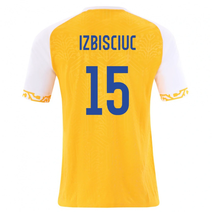 Danxen Niño Camiseta Moldavia Pedro Izbișciuc #15 Amarillo Blanco 2ª Equipación 26-28 La Camisa México