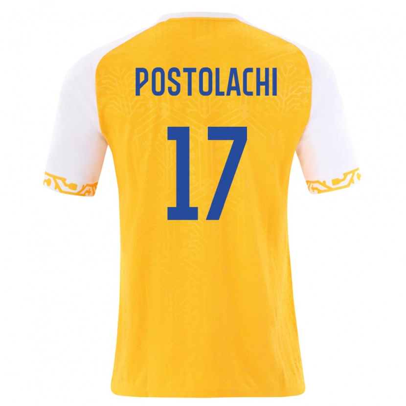 Danxen Niño Camiseta Moldavia Virgiliu Postolachi #17 Amarillo Blanco 2ª Equipación 26-28 La Camisa México