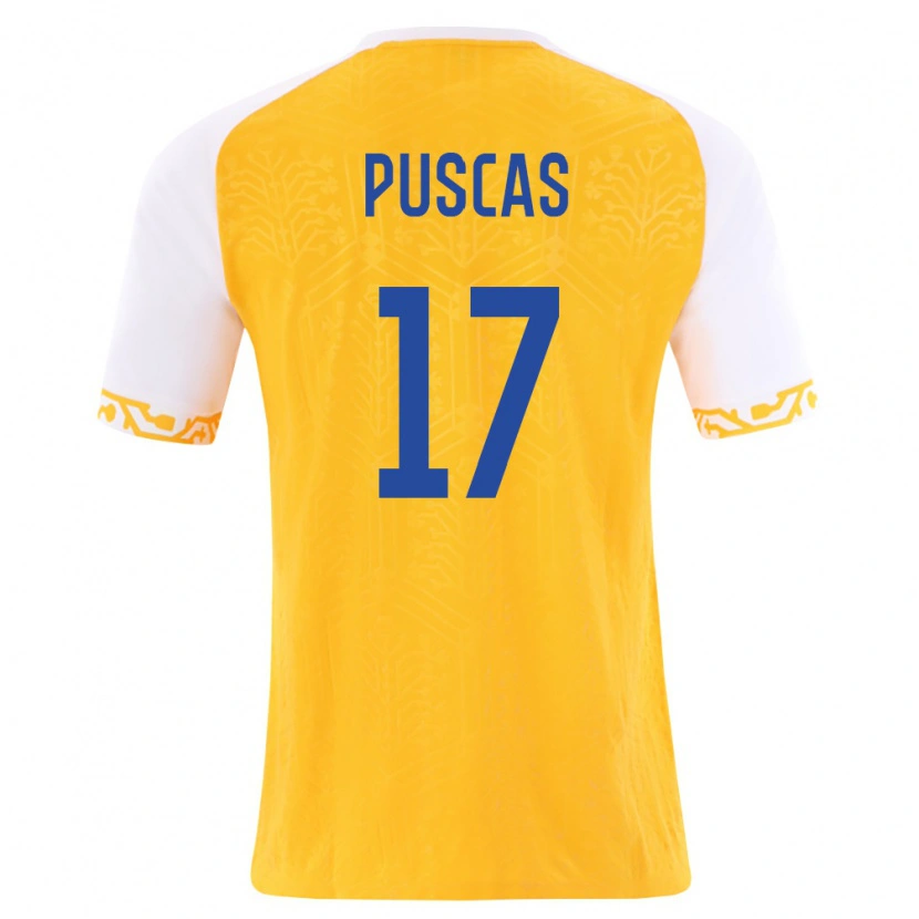 Danxen Niño Camiseta Moldavia Dan Pușcaș #17 Amarillo Blanco 2ª Equipación 26-28 La Camisa México
