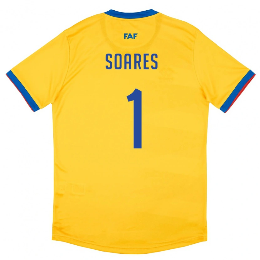 Danxen Niño Camiseta Andorra Nil Soares #1 Amarillo Azul Rojo 2ª Equipación 26-28 La Camisa México