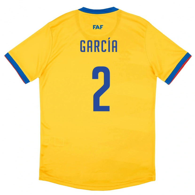 Danxen Niño Camiseta Andorra Cerni García #2 Amarillo Azul Rojo 2ª Equipación 26-28 La Camisa México